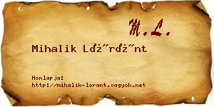 Mihalik Lóránt névjegykártya